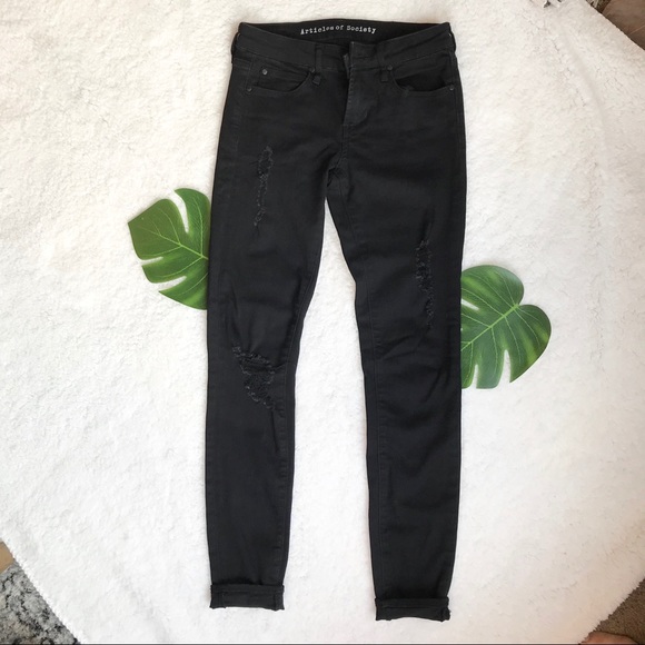 Articles Of Society Denim - Articles of Society Black Distressed Skinny Jeans